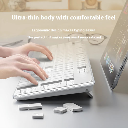 Button mute wired mechanical keyboard with USB cable in Metal Black blue backlight colour option.