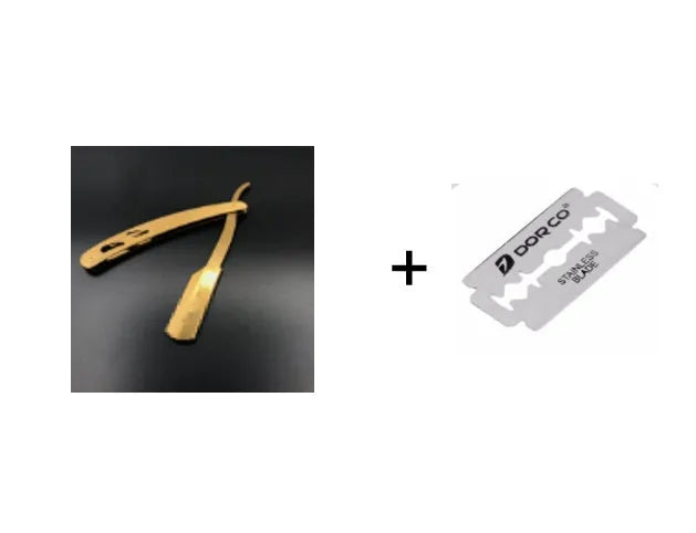 Silver stainless steel straight razor 14cm with 10 steel blades for smooth shaving