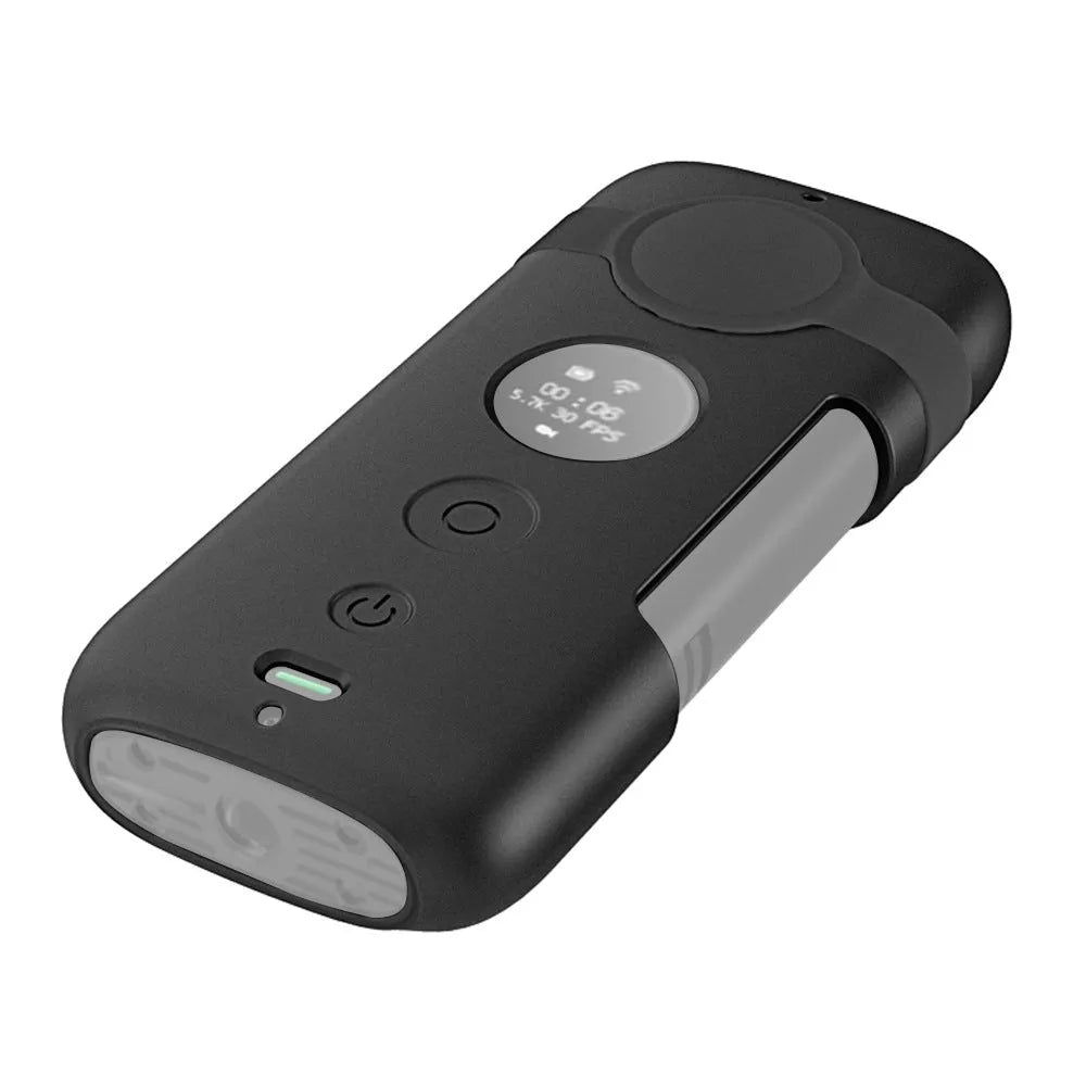 Insta360 ONE X silicone protective case in black and red colour options showing precise camera cutouts