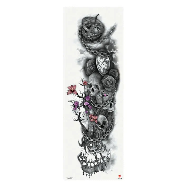 Full arm waterproof tattoo sticker 480x170mm with transfer process semi-manual production