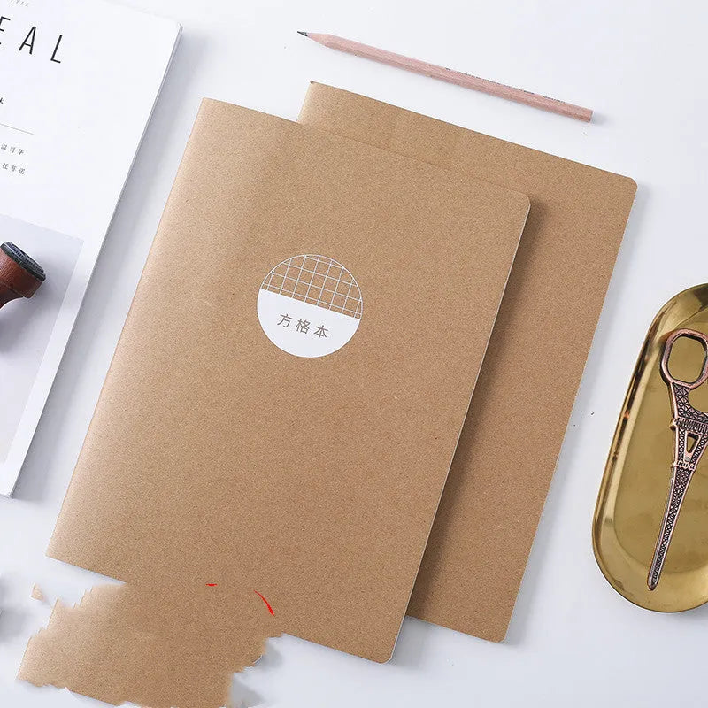 B5 soft cover grid notebook set with retro style, 2 pack or 4 pack available.