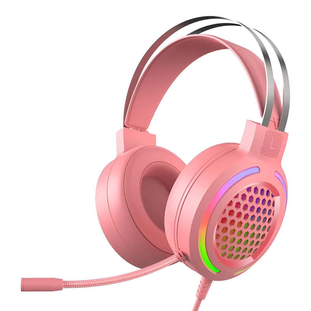 H500 Holloway RGB gaming headset in black colour with over-ear memory foam cups and RGB lights