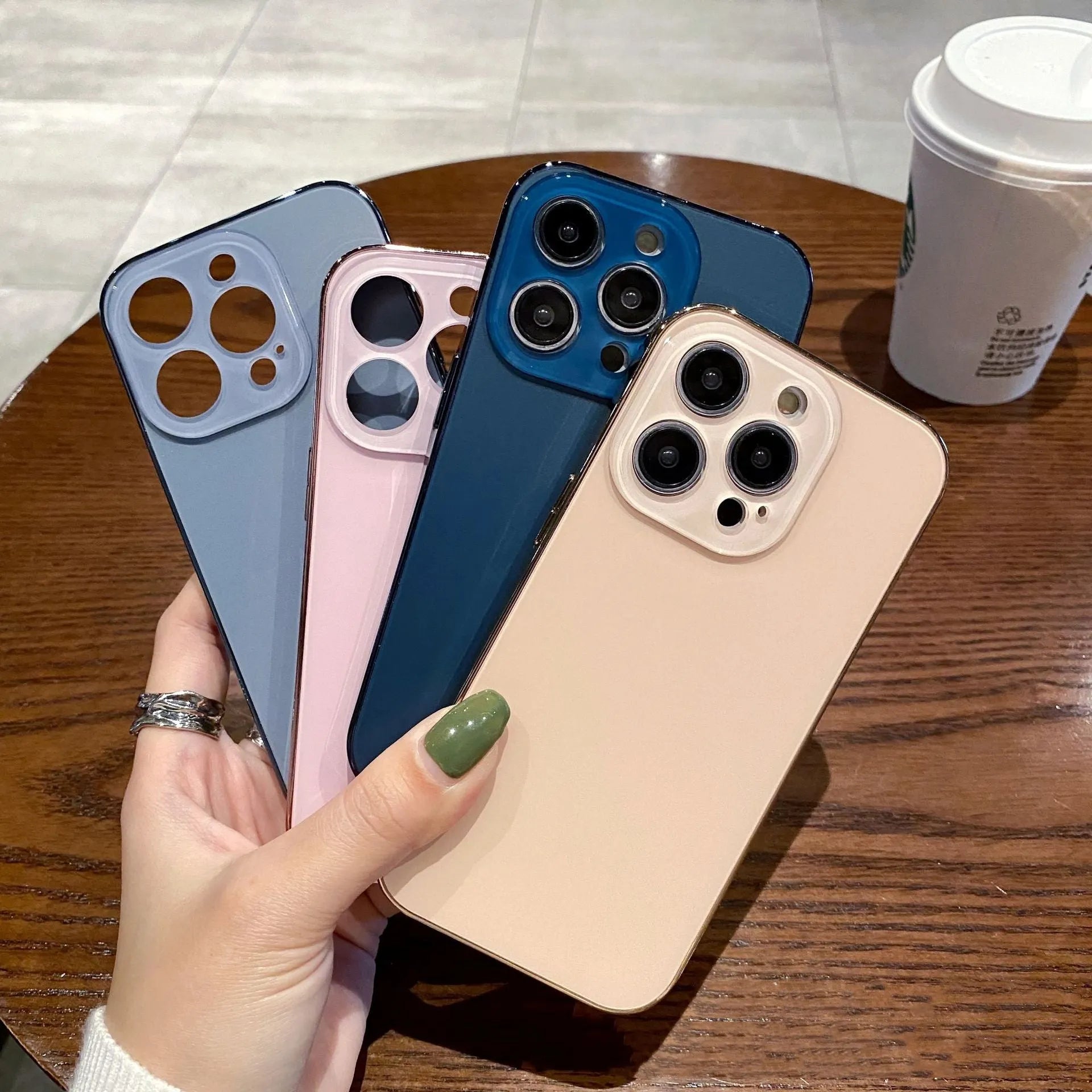Navy blue electroplated matte TPU acrylic phone case for iPhone 11 12 13 14 series