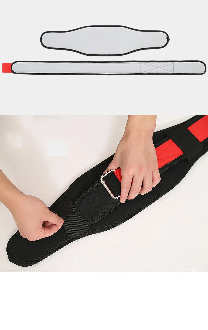 Nylon fitness weightlifting waistband for adults in black, red, or yellow.