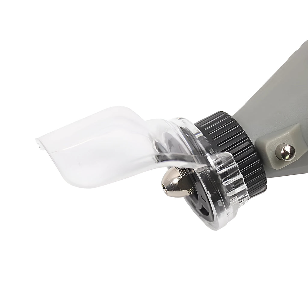 Transparent plastic safety cover for Delta grinder with 17.5-19mm thread port.