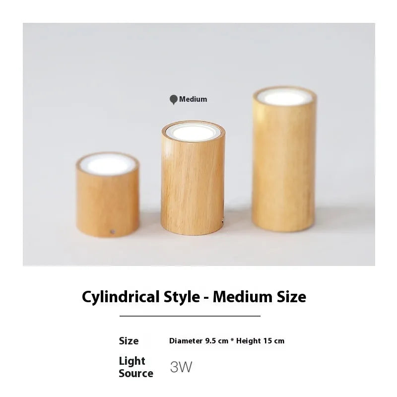 Modern round and square solid wood surface mount downlight for corridor or balcony.