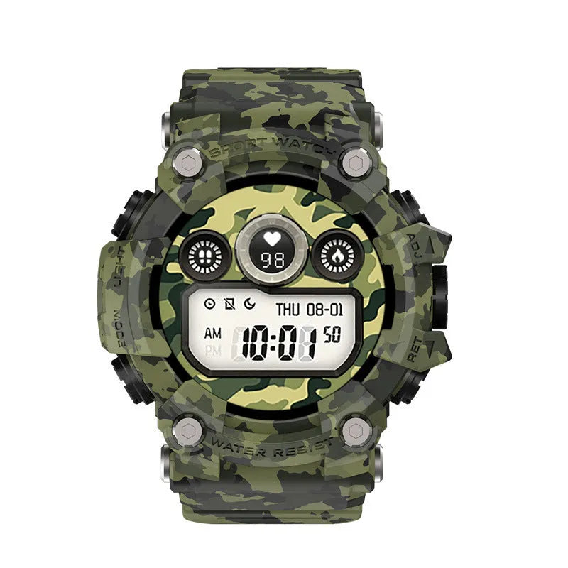 T6 Tactical Smart Watch with black rugged strap and 1.3-inch display on a wrist