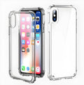 Clear transparent TPU protective case for an iPhone, showing the phone's colour through the back.