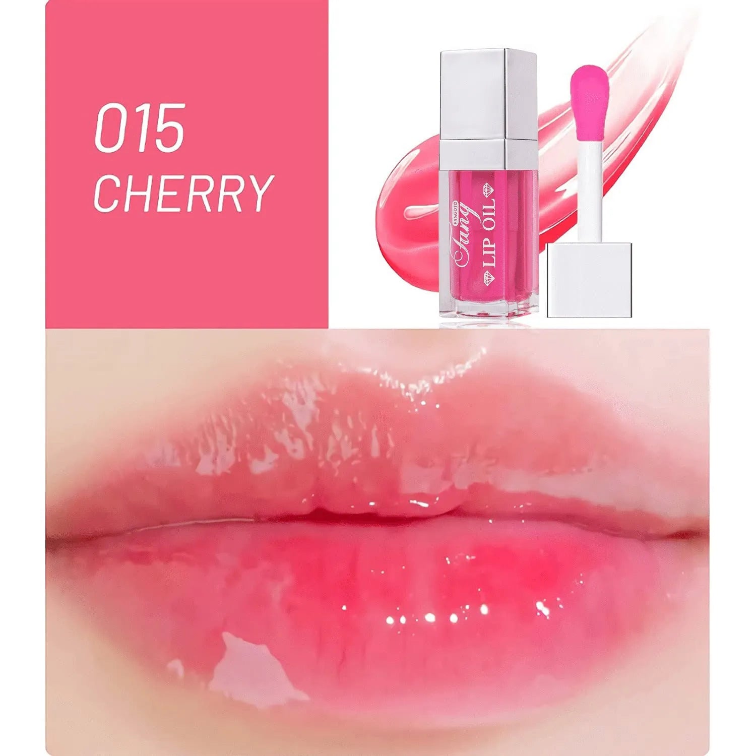 Five colour options of moisturising lip gloss with repairing effects for lips
