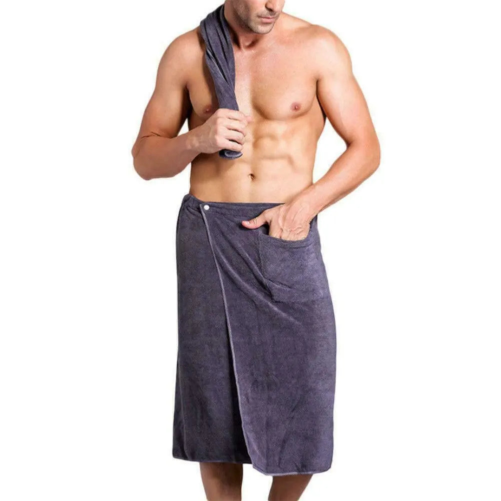 Men's quick-dry bath towel skirt in grey, 70x140cm, polyester blend