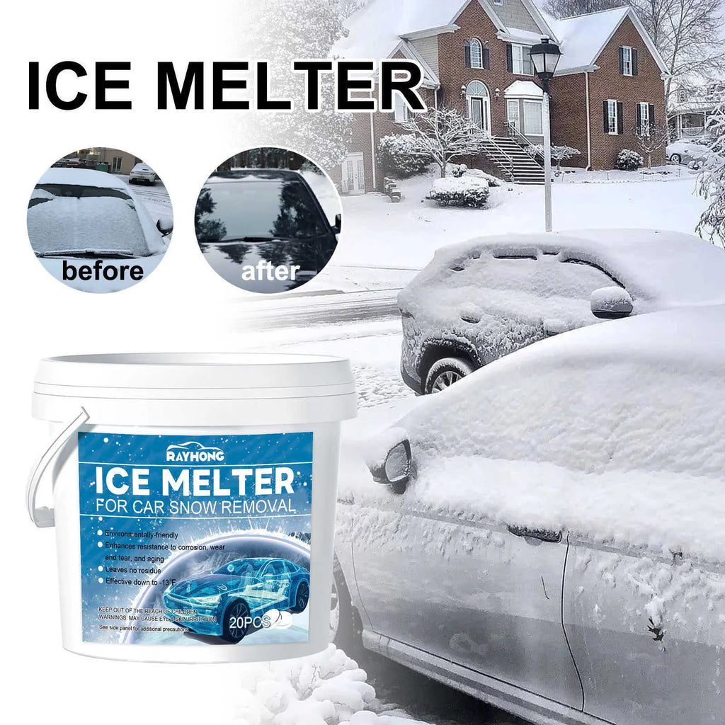 Pack of 20 car snow melting effervescent tablets for winter windscreen deicing