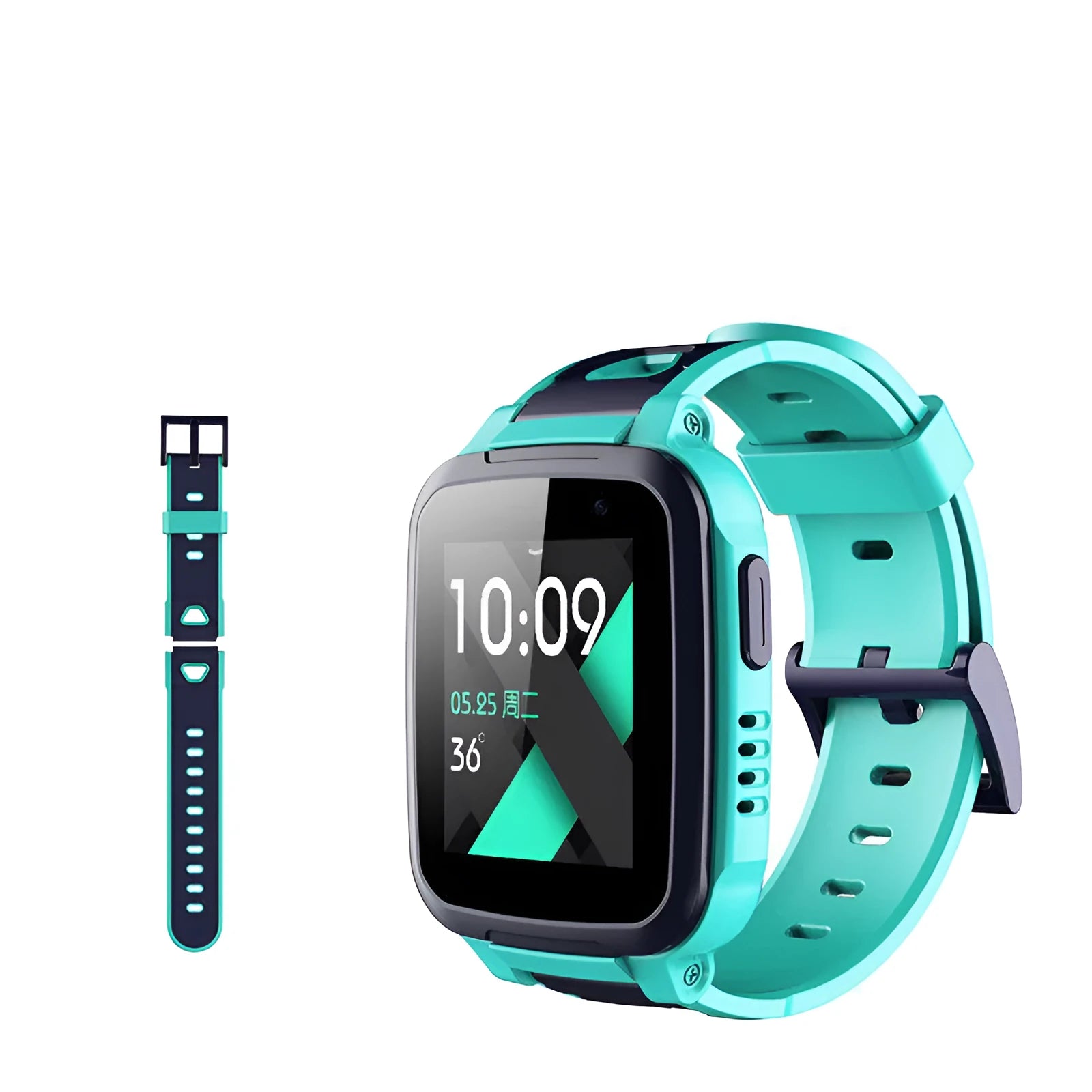 SE5Plus blue and pink children's smartwatch with stainless steel band on wrist