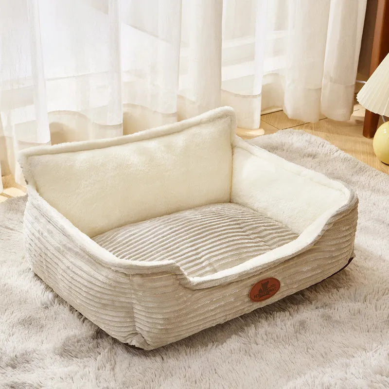 Removable washable pet bed cushion for dogs and cats in coffee colour