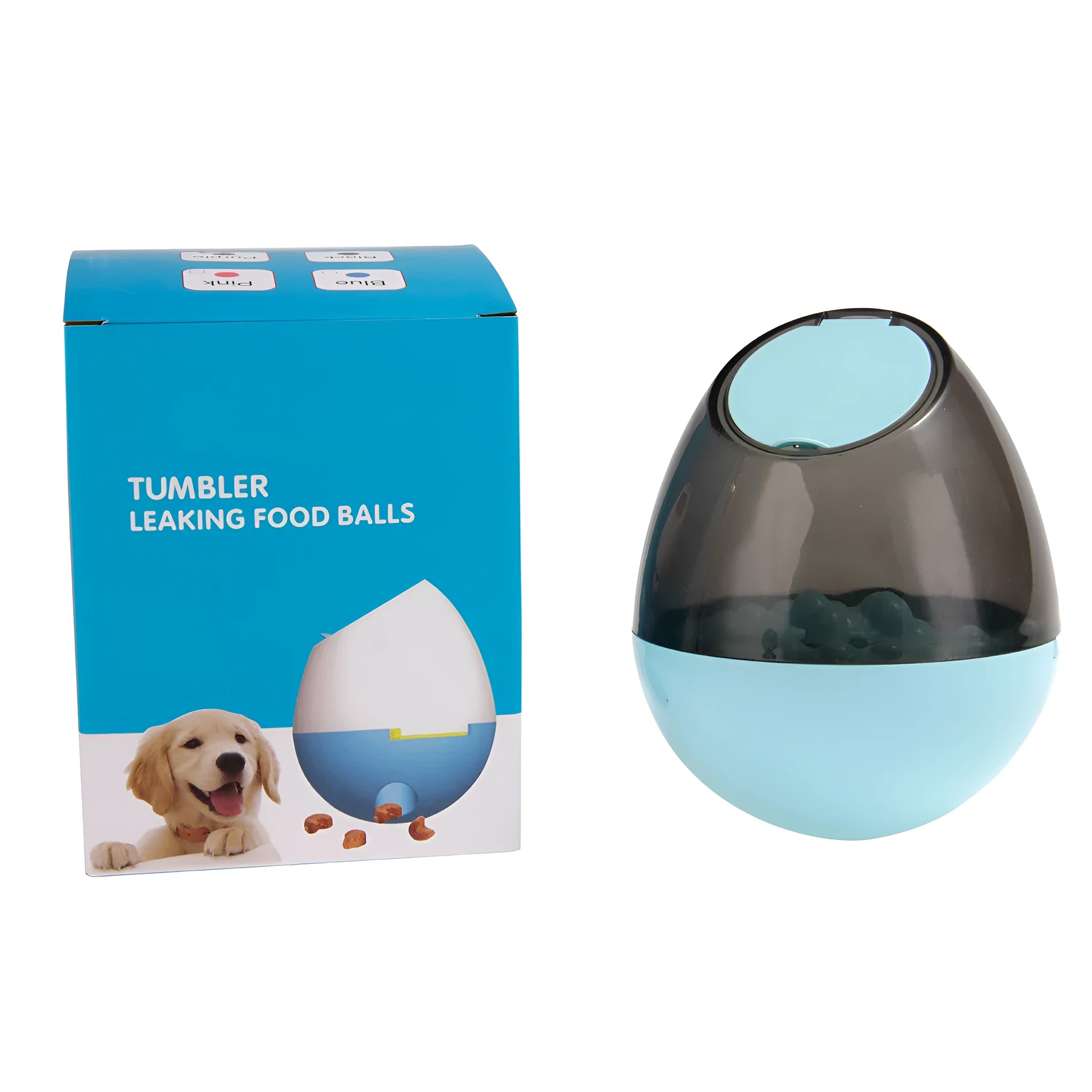 Interactive dog cup food dispenser leaky ball in black, hard plastic, large size