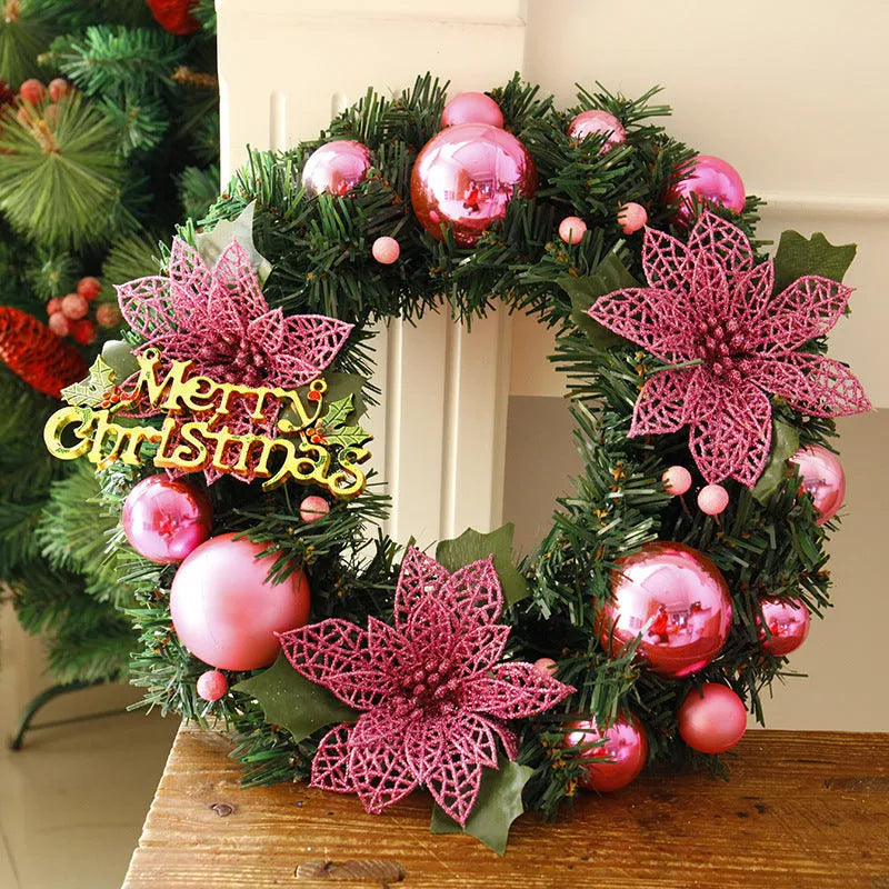 30cm multicoloured plastic Christmas wreath for door and garden decoration