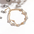Korean-style women's crystal bracelet with double-layer moonstone design and copper tube framework