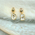 Asymmetric S925 silver needle ear stud with geometric floral electroplated alloy finish for women