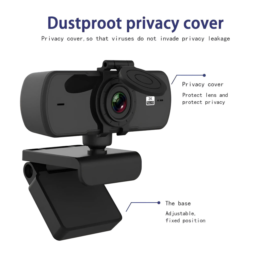 USB webcam with 4MP CMOS sensor, auto focus, built-in microphone, USB 2.0, black plastic, 90g