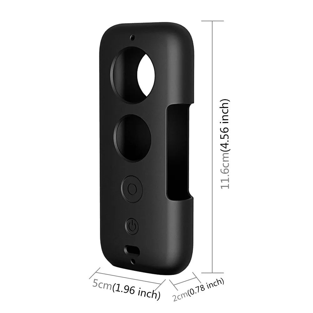 Insta360 ONE X silicone protective case in black and red colour options showing precise camera cutouts