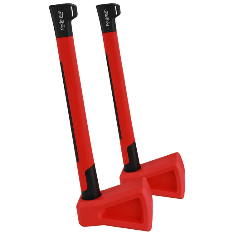 Red plastic fitness axe trainer for muscle strength workouts