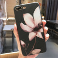 Embossed flower pattern TPU phone case for iPhone in black and white options