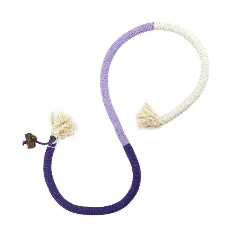 Bite-resistant cat teaser toy with 70cm cotton string in three colour combinations