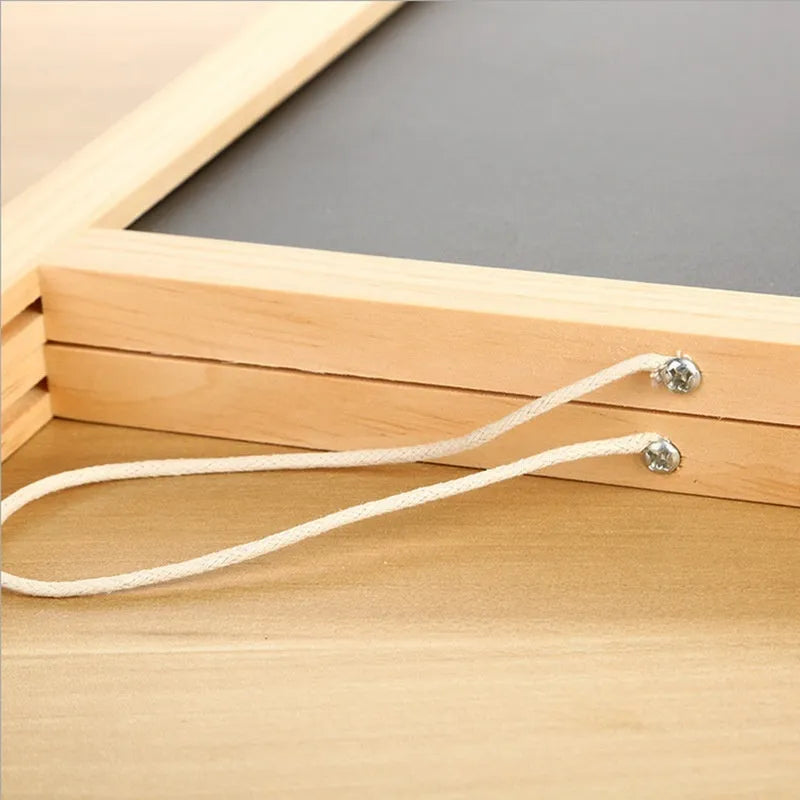 A-shaped double-sided wooden easel blackboard and white board 20 by 30 cm natural wood colour finish