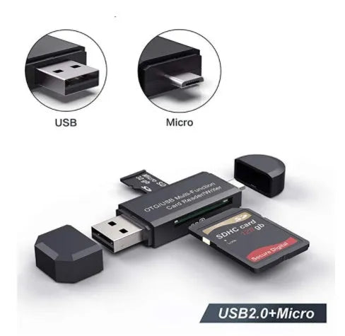 Black USB 3.0 memory card reader for SD and TF cards
