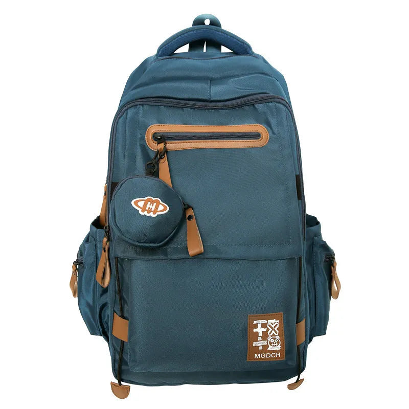 Nylon backpack for middle school students in street trend style with curved shoulder straps