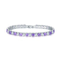 Square geometric zircon bracelet for women with electroplated platinum finish.