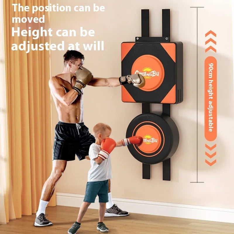 Hanging boxing target with PU leather construction mounted on wall