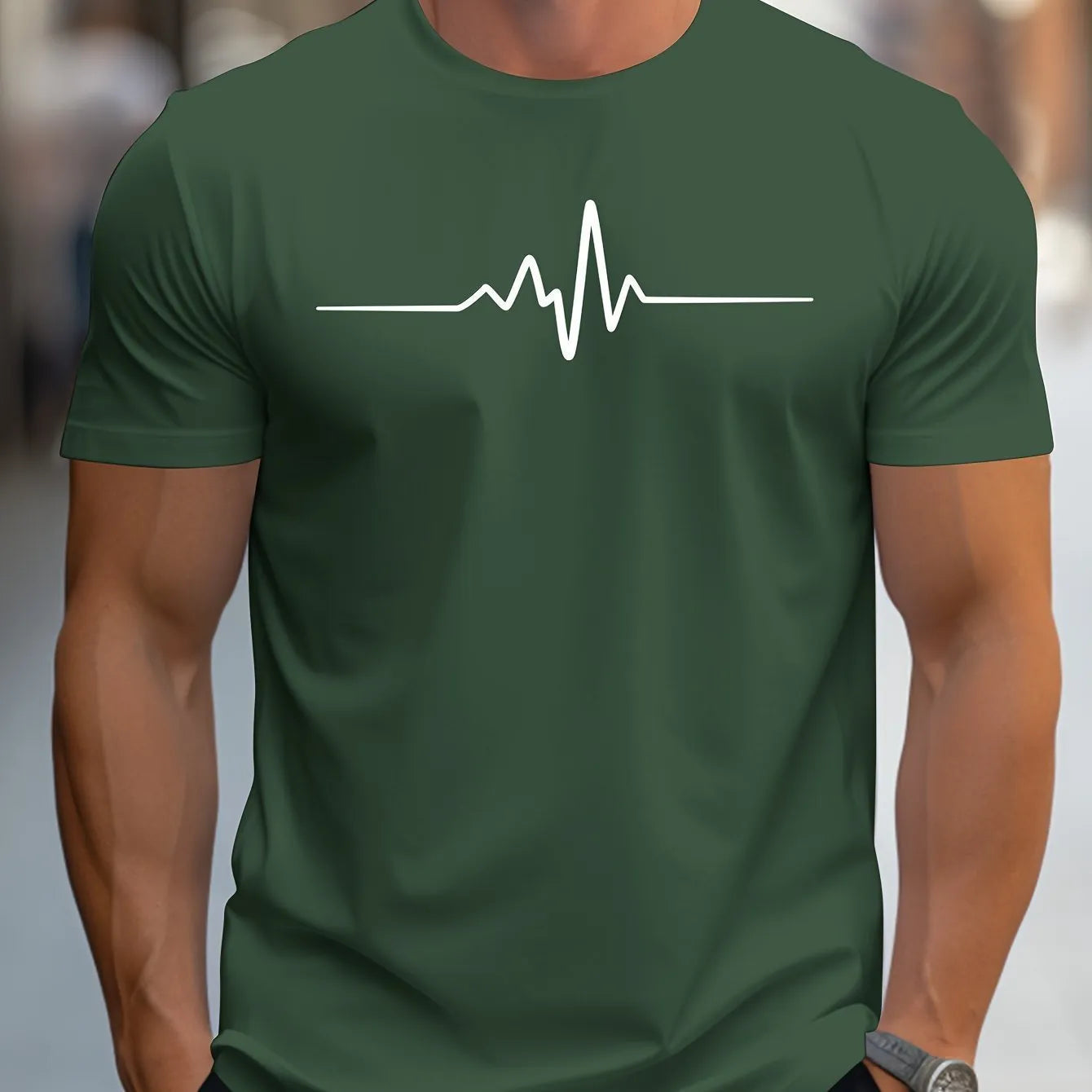 Men's 3D pattern t-shirt with loose fit and short sleeves in polyester blend fabric