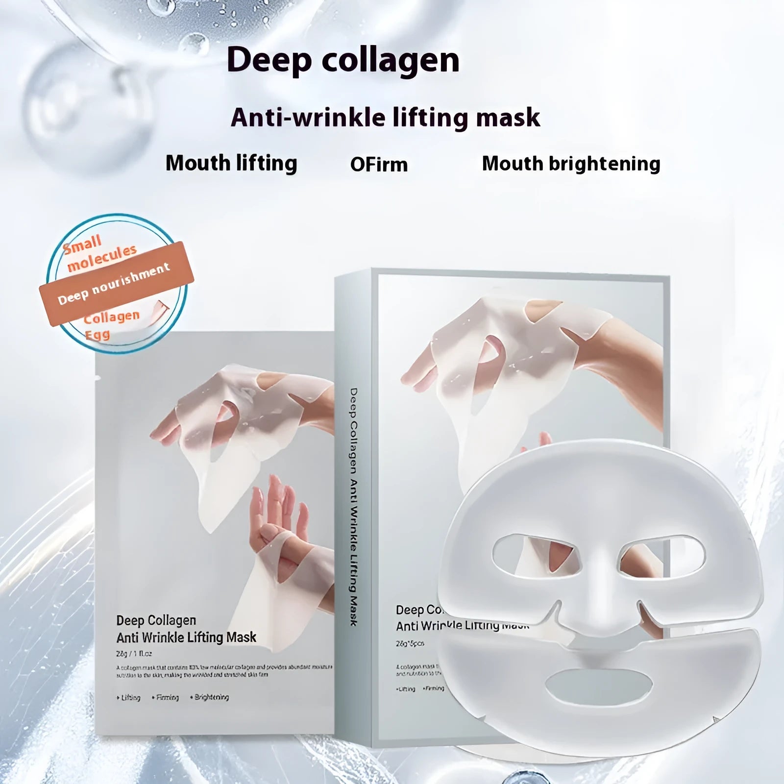 28ml collagen anti-wrinkle moisturising face mask single piece without logo for universal skin types