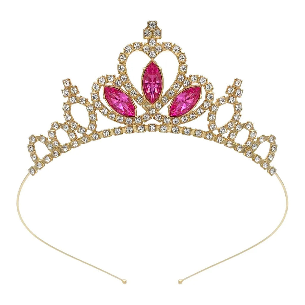 Girl's electroplated alloy princess crown headdress in gold and silver colour variations for birthday parties