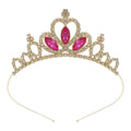 Girl's electroplated alloy princess crown headdress in gold and silver colour variations for birthday parties