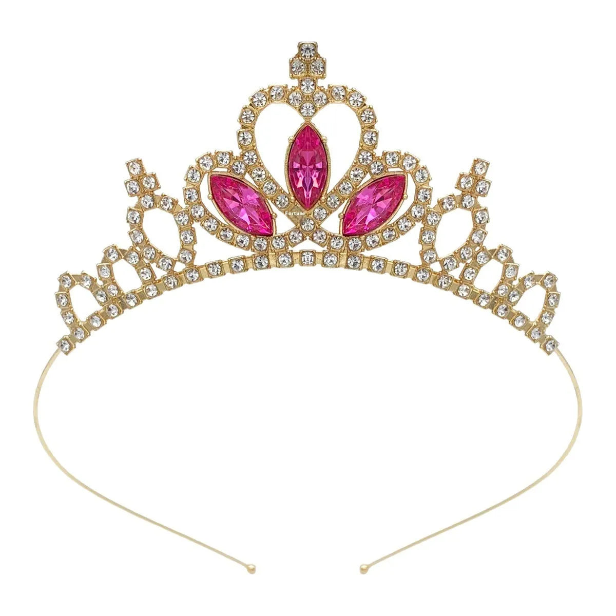 Girl's electroplated alloy princess crown headdress in gold and silver colour variations for birthday parties