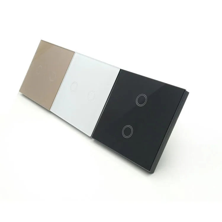 86mm tempered glass touch light switch in black, golden, or white colour options