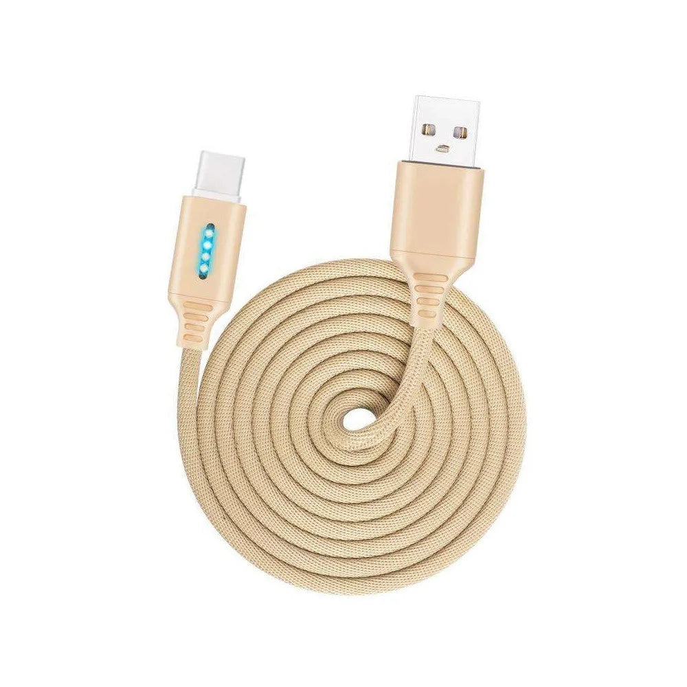 Fabric braided USB charging cable in black, 1 metre long with USB and device connectors