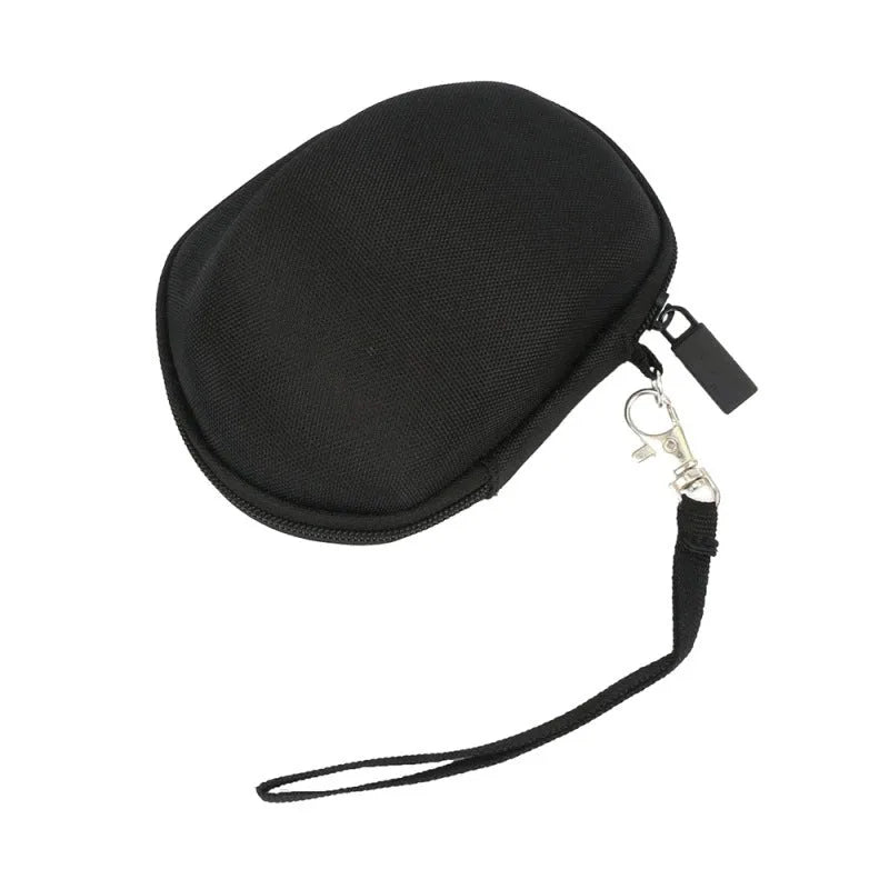 Black mouse storage box with nylon 1200D exterior and handle, interior EVA foam padding