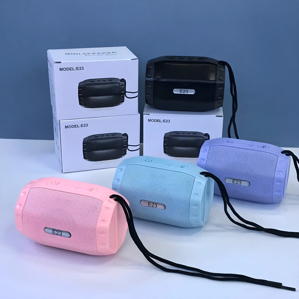 Small rectangular wireless USB Bluetooth speaker in black, blue, pink, or purple colour