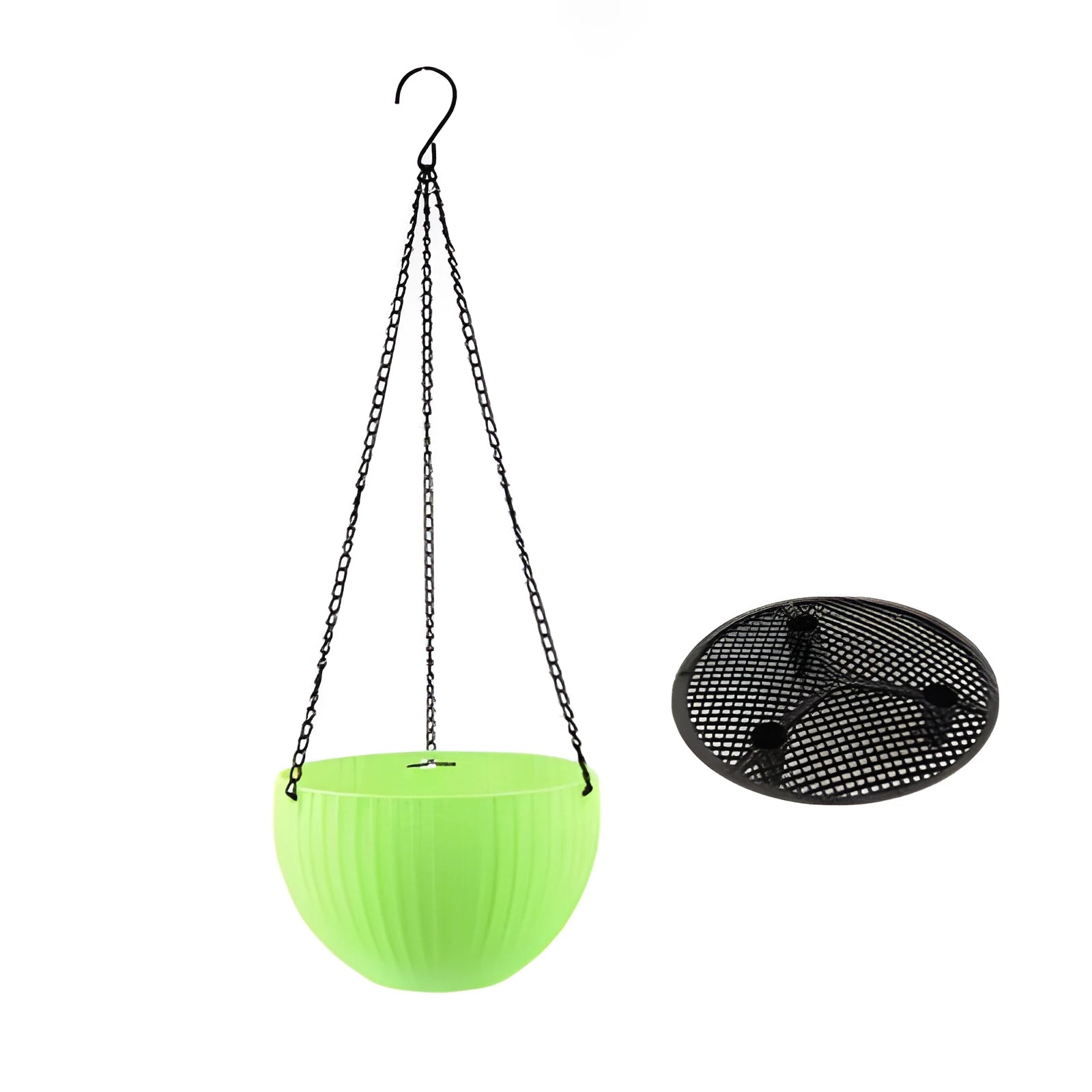 210mm diameter plastic hanging basket with inner tank and 450mm chain in seven colour options