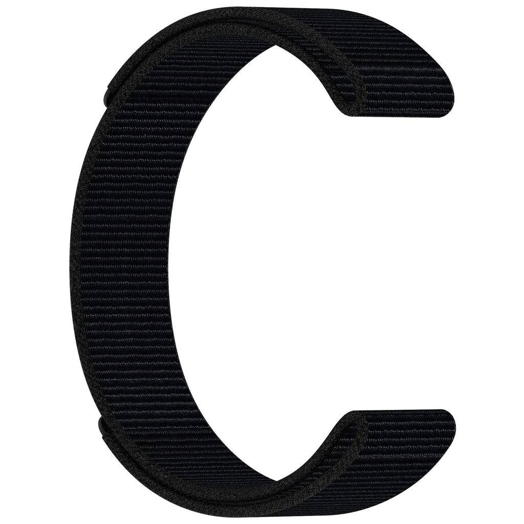 Velcro single circle nylon watchband in black with 22mm width