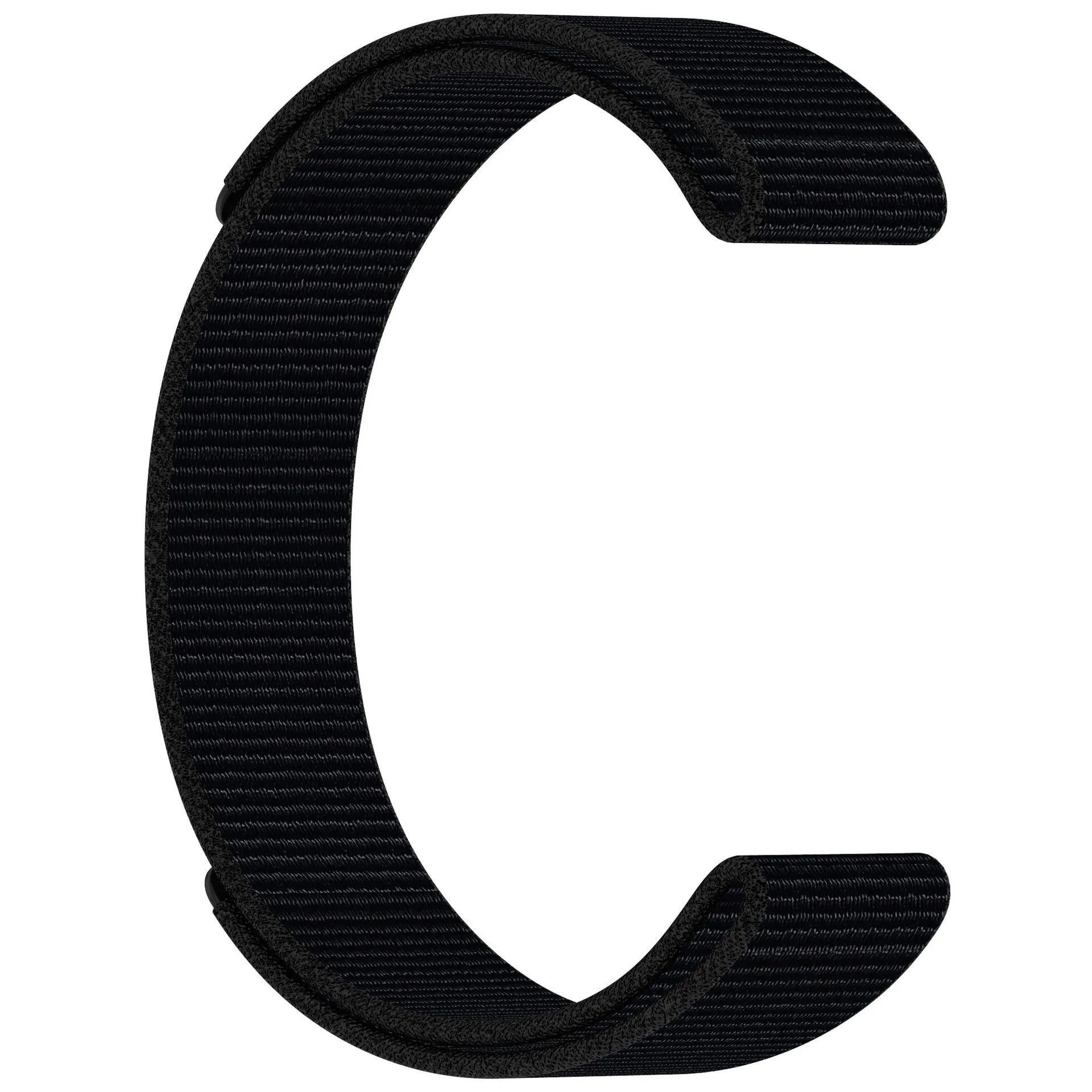 Velcro single circle nylon watchband in black with 22mm width