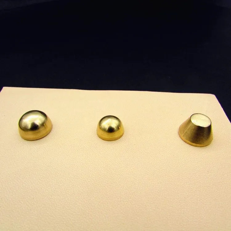 Brass decorative buckle for leatherworking with round and bucket foot nail styles