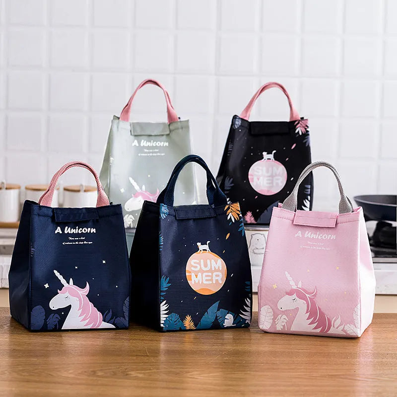 Insulated lunch box set with carrying bag in Oxford cloth, designed for office workers