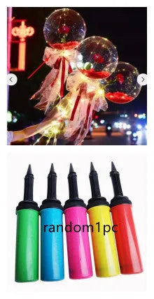 DIY LED luminous balloon rose bouquet set with transparent Bobo balls and LED lights on artificial flowers