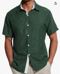 Men's short-sleeved polyester shirt with flower pattern printing in regular fit