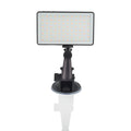 Black aluminium LED video conference light panel showing 96 LEDs, a display screen, and a 1/4 inch mounting thread on the back.
