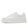 Women's black suede platform sneakers with thick 4cm sole and back lacing.