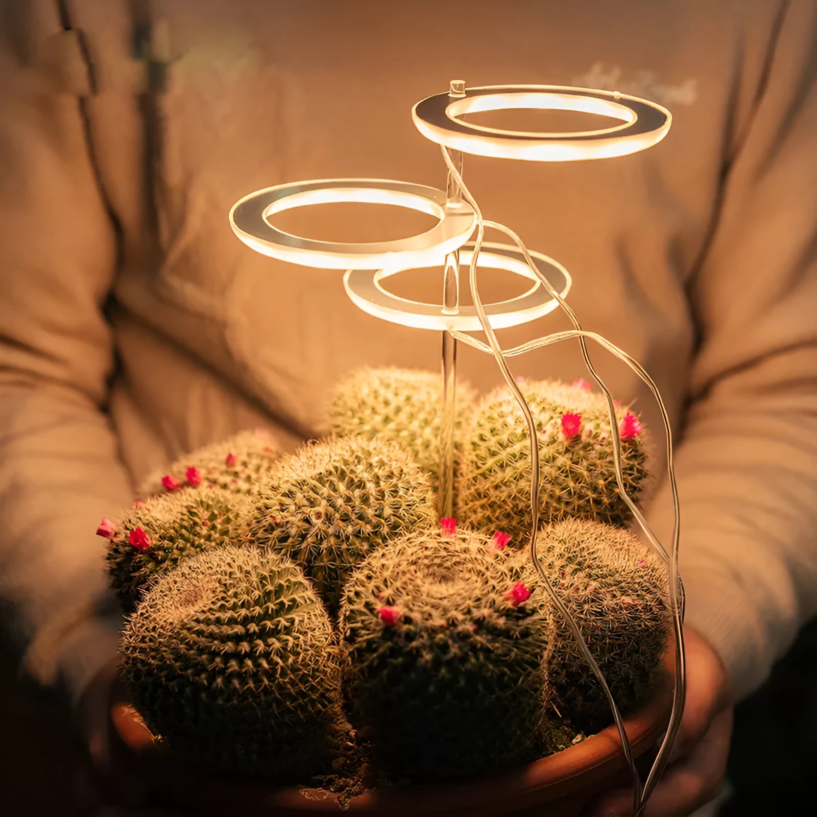 USB LED grow light with transparent housing and yellow light on 25cm acrylic stick